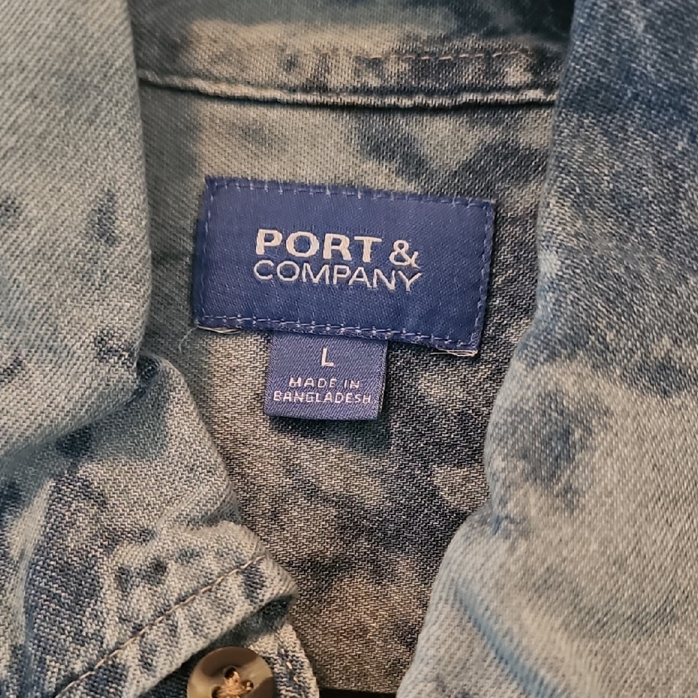 Port and Company Blue Button Down Shirt - Picture 2 of 4